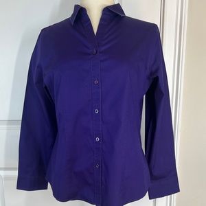 Chico's Size 1, Dark Purple, No Iron, Button Down, Collard Shirt